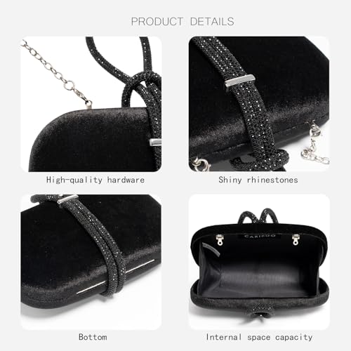 Image of CARIEDO Women's Rhinestones Evening Handbag Crystal Clutch Bridal Purse for Wedding Prom Night Out Party