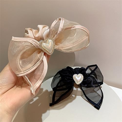 Chouchou gaze maille et perles anti-casse pour attacher une queue de cheval - 5