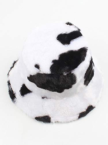 pedkit Chapéu balde feminino de inverno com estampa de vaca ajustável de pelúcia quente boné de pesc