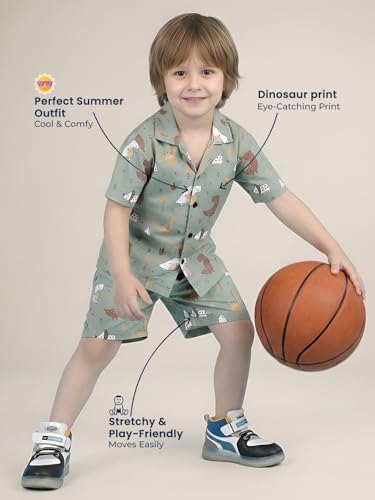 Image of POLKA TOTS 100% Cotton Half Sleeve Shirt and Shorts Combo for Boys | Co-Ord Set for Kids | Summer Wear Dress for Toddlers | Breathable & Skin-Friendly Boys Clothes | Trendy Summer Outfit & Beach Wear