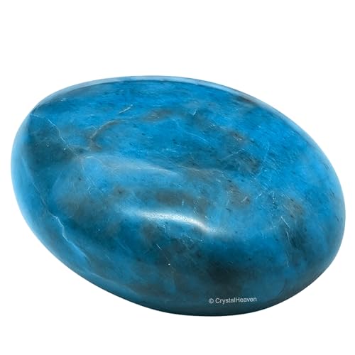 Image of Crystal Heaven Certified Blue Apatite Crystal Palm Pebbles Stones For Anxiety Stress Relief Massage- Aaa Grade Original Healing Gemstone Agate Palm Stone For Yoga Meditation Spiritual Reiki Feng Shui