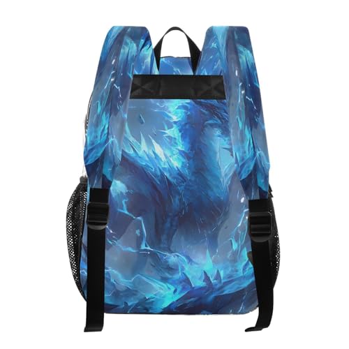 Glowing Dragon Blue Clear Backpack Heavy Duty See Through Transparent PVC BookBag for Kids Boy Girl School Work3