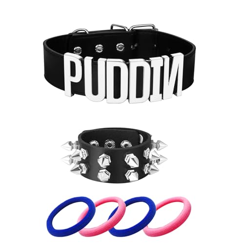 DOLLESS Halloween Choker Bracelet for Women Collar Pu Leather Choker Necklace Spike Bracelet Halloween Holiday Custume Accessiores (Silver Large)