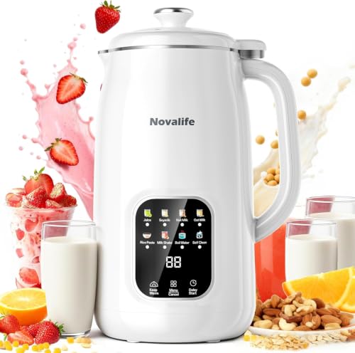 Image of 8 in 1 Nut Milk Maker Machine, 40oz Soy Milk Maker Blender, Homemade Soy Milk, Oat Milk, Almond Milk, Juice, Plant Based and Non Dairy Beverages, 12H Delay Start | Keep Warm | Self Cleaning, White