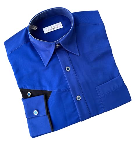 Chemise rockabilly bleu roi regular fit en microfibres pour homme