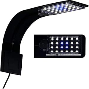 10W Super Slim Aquarium Fish Tank 5730 LED Light Clip-on Lamp Aquatic Plant Lighting (Black Body White+Blue Light)