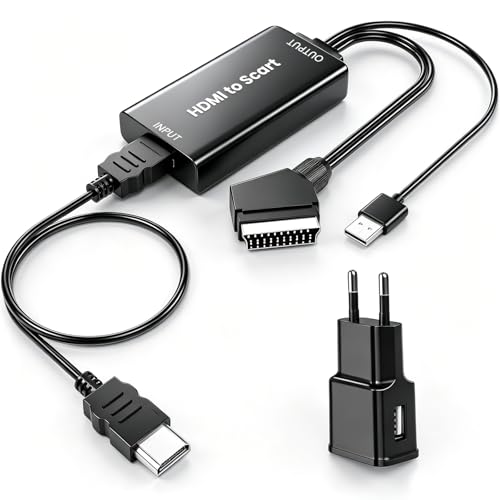 AMANKA Adaptateur HDMI Peritel Convertisseur HDMI vers peritel Full HD 1080p Convertisseur Audio vidéo pour HDTV STB VHS Xbox PS3 Sky DVD Blu-Ray etc