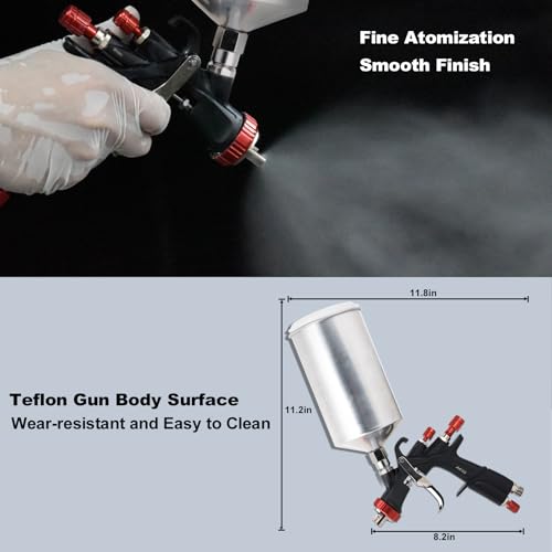 Image of AEROPRO Tools R500 LVLP Double Air Spray Gun Kit with 1000cc Aluminum Cup, A610 Paint Guns Automotive, Car Paint Gun Sprayer, Paint Gun for House Painting, Car, Furniture, Varnish and Top Coat