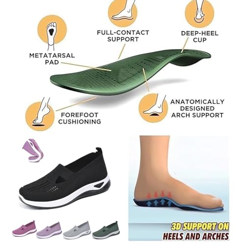 Orthopedic Shoes for Women，Breathable Comfort Wear Orthowear Walking Shoes，Cushionaire Wide Width Sneakers Diabetic Arch Support Sneakers Soft Slip On Shoe Comfortable4