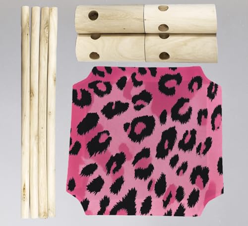 ZHTHE Camas aconchegantes para gatos de leopardo rosa, cama de rede de madeira para gatos internos,