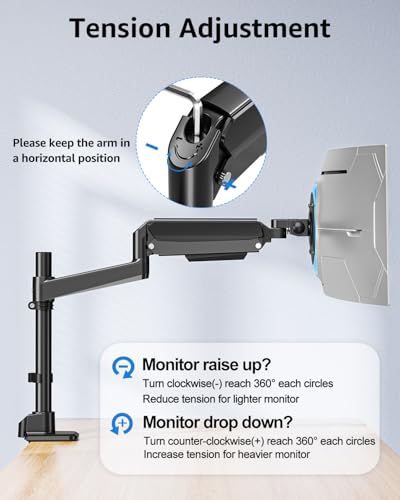 Image of MOUNTUP Heavy Duty Monitor Arm Fits 49 45 42 40 39 34 32 Inch Screens, Ultrawide Monitor Arm Holds 4.4-44 lbs, Monitors Stand for Samsung Odyssey G9 and More, Height Adjustable Mount, VESA Mount