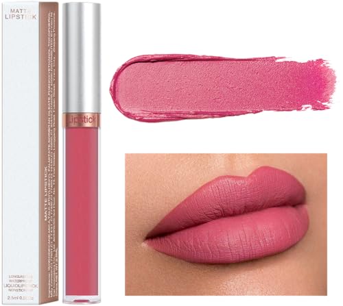 Lipstick Gloss Nude Velvet Matte Rose Pink Liquid, Elegant Waterproof Quick-Drying Non-Sticky Full-Coverage, Lipsticks for Women Long Lasting Matte Lipstick, Not Fade Matte Lip Gloss,Tinted Lip Balm - Image 7
