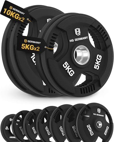 HQ Germany® Hantelscheiben 50mm [Sets / 1.25-25kg] - Tri-Grip Bumper Plates 30kg - Hantelscheiben Set 50mm, Gewichtsscheiben, Gewichte für Hantel, Gewicht Weight Plates in Premium-Qualität