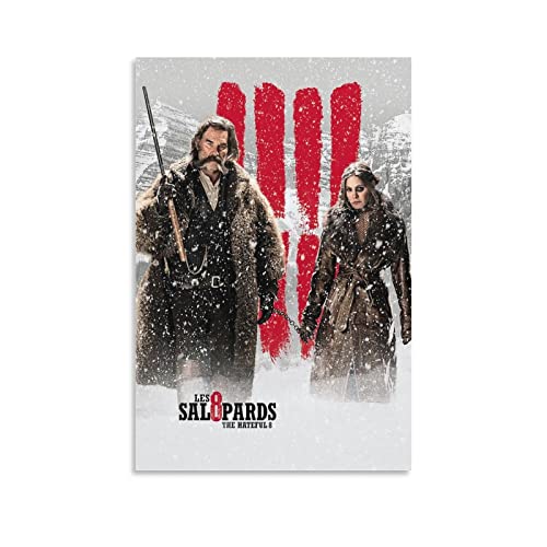 Póster estético de la película The Hateful Eight de 61 x 91 cm, póster estético para habitación, póster artístico en lienzo y arte de pared, póster moderno para decoración de dormitorio familiar, 20 x
