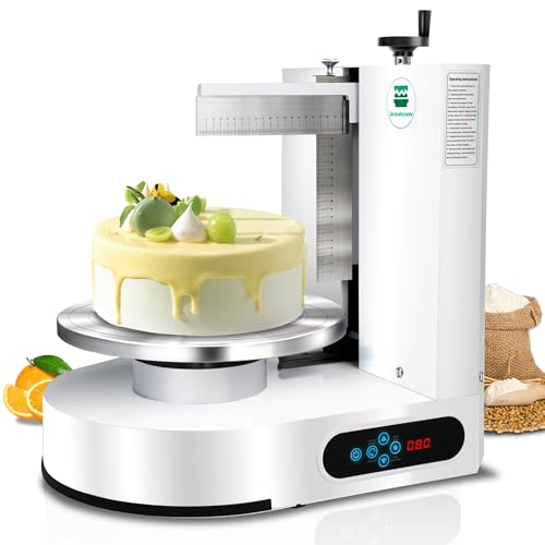 Cake Decorating Machine 4–12 Inch Electric Cake Icing & Frosting Smoother with Adjustable Speed 60–320 RPM, Beveled Scraper, Dual Rotation, Low Noise 200W 110V Stainless Steel for Buttercream,44LB