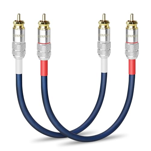Lot de 2 câbles de haut-parleur HiFi RCA OFC 30 cm 13 AWG HiFi en cuivre sans oxygène avec connecteurs RCA plaqués or mâle vers mâle pour caisson de...