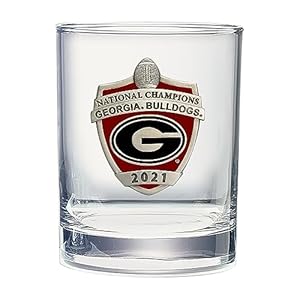 2021-2022 National Champions Georgia Bulldogs Double Old Fashion | Double Rocks Glass 14 OZ for Liquor | Expertly Crafted Pewter Glass