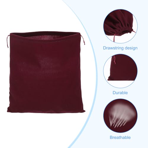 PATIKIL Large Velvet Bags With Drawstrings, 5 Pack 14 x 14 Inch Hair Dryer Bag Treat Bag Dust Bag Hotel Storage Bag for Travel Luggage Packing, Burgundy3