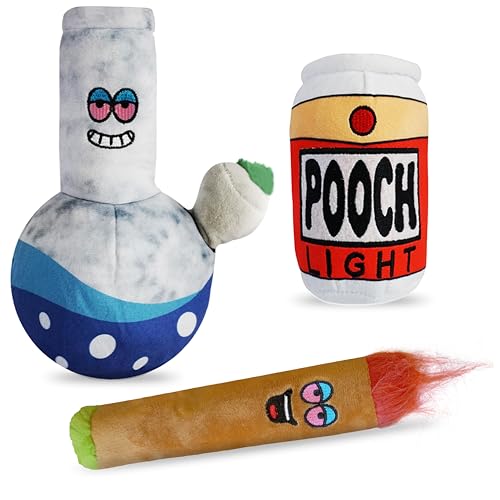 Baja Ponchos 3 Pack Friendly Vibes Dog Plush Chew Toys - Funny Squeak Toys - Dog Gifts