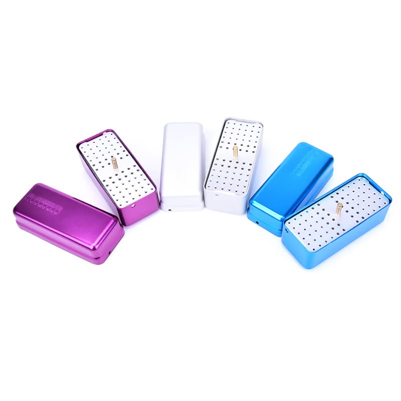 72 Holes Endo Files Aluminum Box Disinfection Sterilizing Storage Case Bur Holder Stand Organizer Box (Silver)