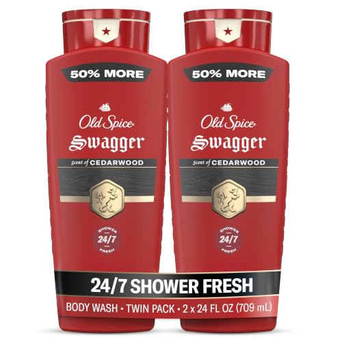 Old Spice Refreshing Body Wash for Men, 3X Defense, 24/7 Shower Fresh with Long Lasting Scent, Red Collection, Swagger with Cedarwood Scent, 24 oz (Pack of 2) - image 1