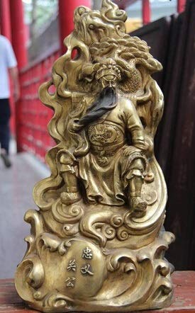zxb-shop Guan Gong Statue Chinese Copper Bronze Gild Mountain ride Guan Gong Guan Yu Warrior Buddha Statue Feng Shui Decor Home Office Decoration