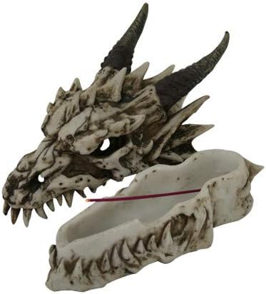 Pacific Giftware Stryker - Quemador de incienso escultórico con diseño de dragón ahumado (blanco)
