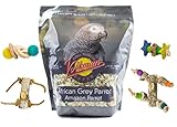 Volkman Avian Science Super African Gray Parrot Food with Foot Toys for Large Birds, Bird Food African Grey Parrot Treats with Foot Roller - 4 Lbs. (1Toy, Toys May Vary)