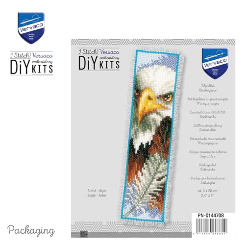 Image of Vervaco PN-0144708 | Eagle Bookmark Counted Cross Stitch Kit | 6 x 20cm