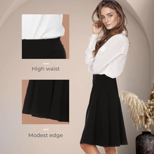 Classic Fit & Flare Cotton Pleated Skirt – Comfortable High-Waisted Knee & Midi Length for Everyday Style3