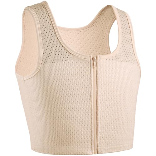 Image of XUJI Chest Binder FTM Transgender Zip Up Binder Breathable Breast Cool Fabric Tank Top