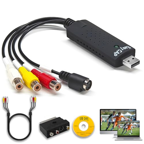 【Regolazione Professionale】Lettore vhs videocassette si Cattura video/audio in qualità ottimizzata, con controllo manuale di luminosità, contrasto, tonalità e saturazione. Correggi video scuri o con colori sbiaditi per ottenere risultati fedeli all’originale – perfetti per l’editing con software incluso (taglia scene, aggiungi titoli). Diversamente da convertitori economici, non perde qualità durante la digitalizzazione, preservando ogni dettaglio dei tuoi ricordi.​