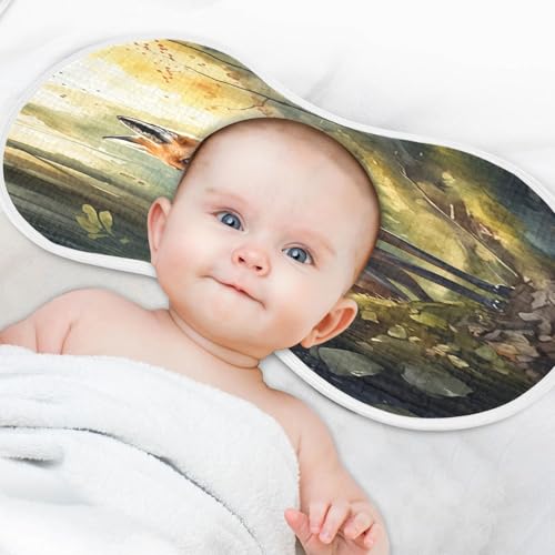 J JOYSAY Fox Yellow Baby Burp Cloths for Boys Girls Large 22''x11'' Cotton 4 Layer Baby Washcloth for Drool Unisex one sizex14