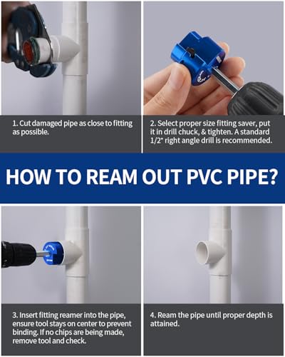 Image of DAYDOOR 3 /4'' PVC Pipe Reamer, 3 /4-Inch PVC Fitting Saver | 4-Sided Carbide Blade Hub Saver, Socket Saver Plumbing Tool for Sch.40 PVC, CPVC, ABS, Fit Standard 1 /2 inch Drills