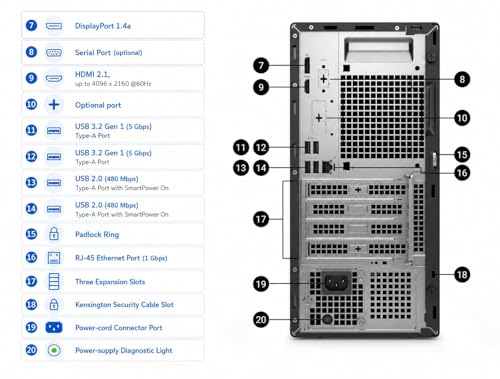 Image of Dell Pro Tower QCT1250 2026 Business Desktop PC, Intel 14-Core Ultra 5 235 14-Core up to 5.0GHz, Copilot AI, 16GB DDR5 RAM, 512GB PCIe SSD, 4K Dual Monitor Support, Windows 11 Pro