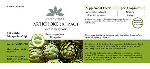 Artisjok extract Capsules - hoge dosering - 1050mg artisjok extract per dagdosis - veganistisch - 2,5% cynarine - 90… - Image 7