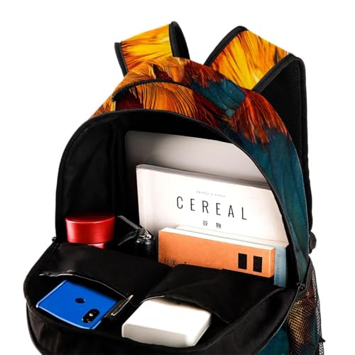 Sac à dos d'école à plumes multicolores pour ado et voyage décontracté