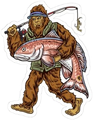 Bigfoot Redfish Fishing Sticker Funny Sasquatch Fishing Decal Kiss Cut Vinyl Sticker for Tackle Box, Cooler, or Boat image 5