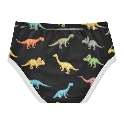 Toddler Girl Briefs, Colorful Dinosaurs Black Cotton Girls Underwear, 2–8 Years2