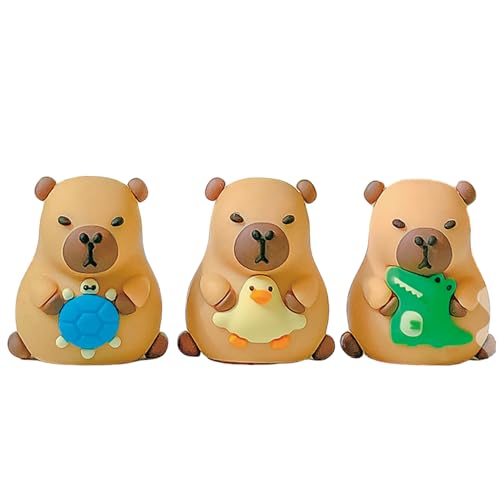 3 sacapuntas de dibujos animados Capybara pequeños sacapuntas manual Kawaii PVC papelería suministros escolares de oficina (Capybara)