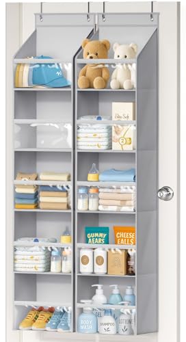 AOODA 2 Pack Over the Door Organizer, Large Capacity Closet Door Hanging Organizer, Clear Deep Pockets Baby Organizer Storage for Nursery, Bathroom,...