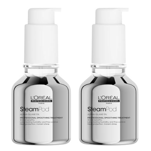 L'Oréal Professionnel SteamPod - Tratamiento alisador concentrado termoprotector y alta resistencia a la humedad, antirisottis, fórmula patentada anhidra, compatible con cualquier plancha de pelo, 50