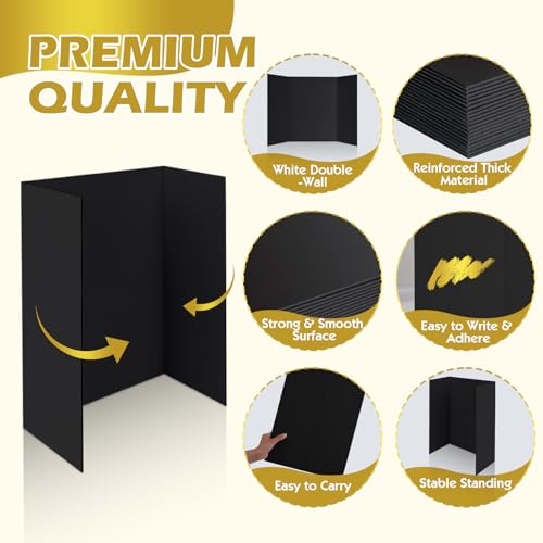 Image of Trifold Poster Board,24 Pack 24 inch x 16 inch Black Corrugated Poster Boards,Display Board,Perfect for School Projects, Science Fairs, Event Displays, and Business Presentations