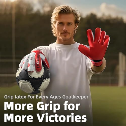 Youth&Adult Goalie Goalkeeper Gloves,Strong Grip for The Toughest Saves, with Finger Spines to Give Splendid Protection to Prevent Injuries,3 Colors
