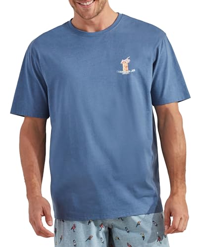 CARIBBEAN JOE Men's Shirt, Pajamas Sleep Top with Tiki Faced Design, Lightweight and Breathable Pjs