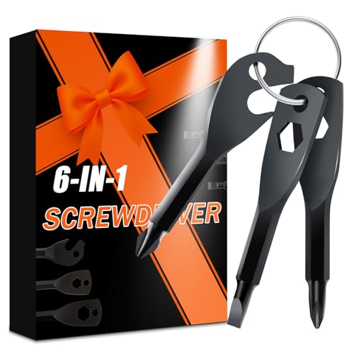 Stocking Stuffers for Men, 6-in-1 Keychain Screwdriver Bit with Phillips,Slotted and Hex Wrench