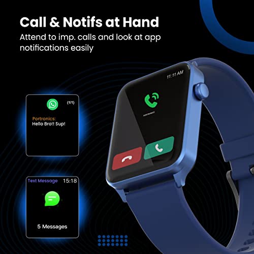 Image of Portronics Kronos Gamma Bluetooth Calling Smart Watch, 1.69inch HD Display, Dial Pad, SpO2, BP & HR Monitoring, Multiple Sports Mode, IP68 Water Resistant, Android /iOS Compatibility(Blue)