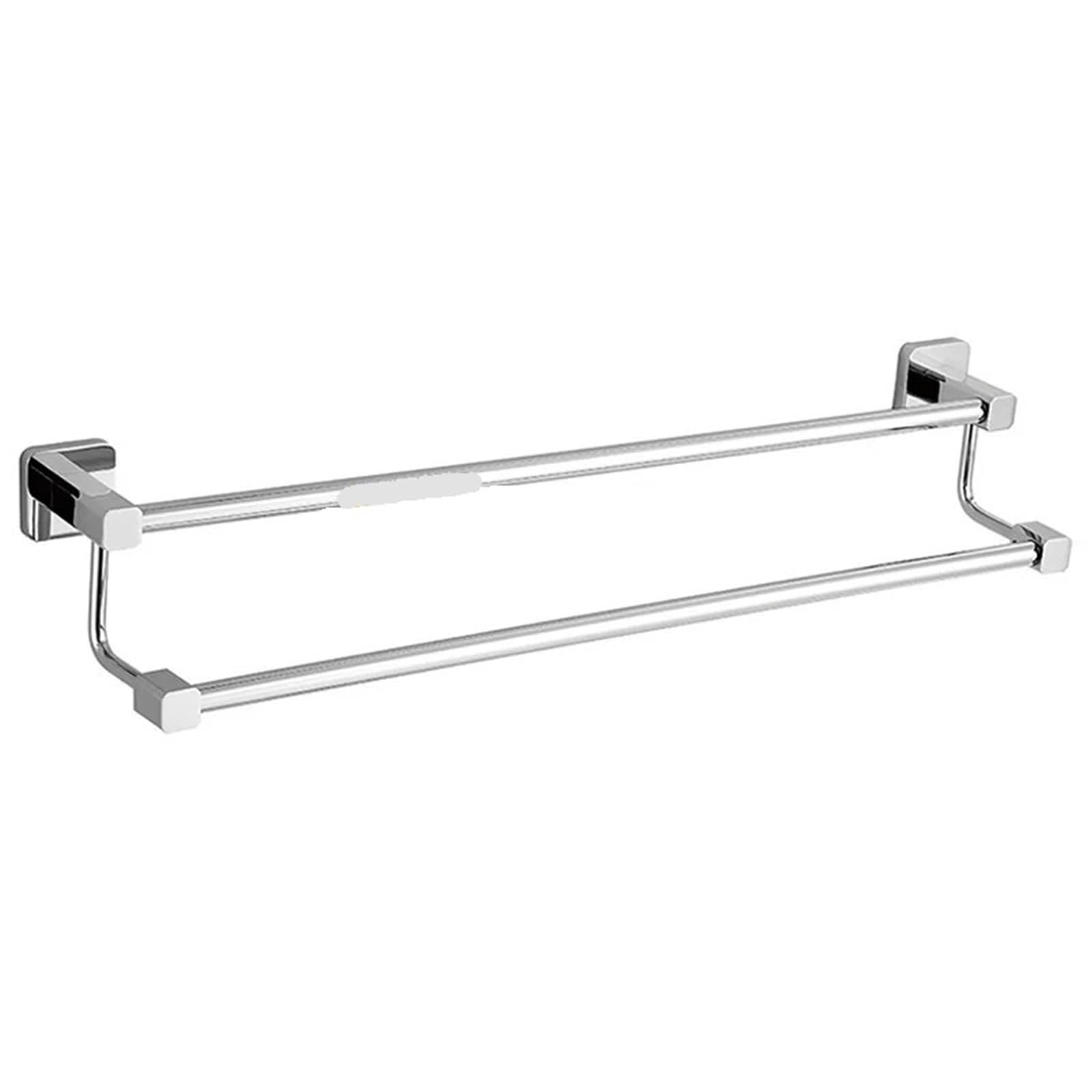 Porta Asciugamani Portasciugamani doppio, finitura cromata, accessori for il bagno in acciaio inox, portasciugamani(50cm)
