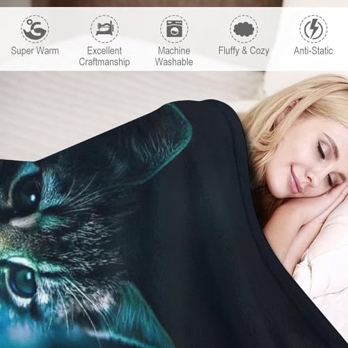 Manta de franela con gato ideal para tardes de películas en el sofá de casa 6