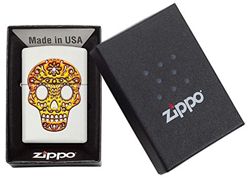 Encendedor de bolsillo Zippo Sugar Skull blanco miniatura 6
